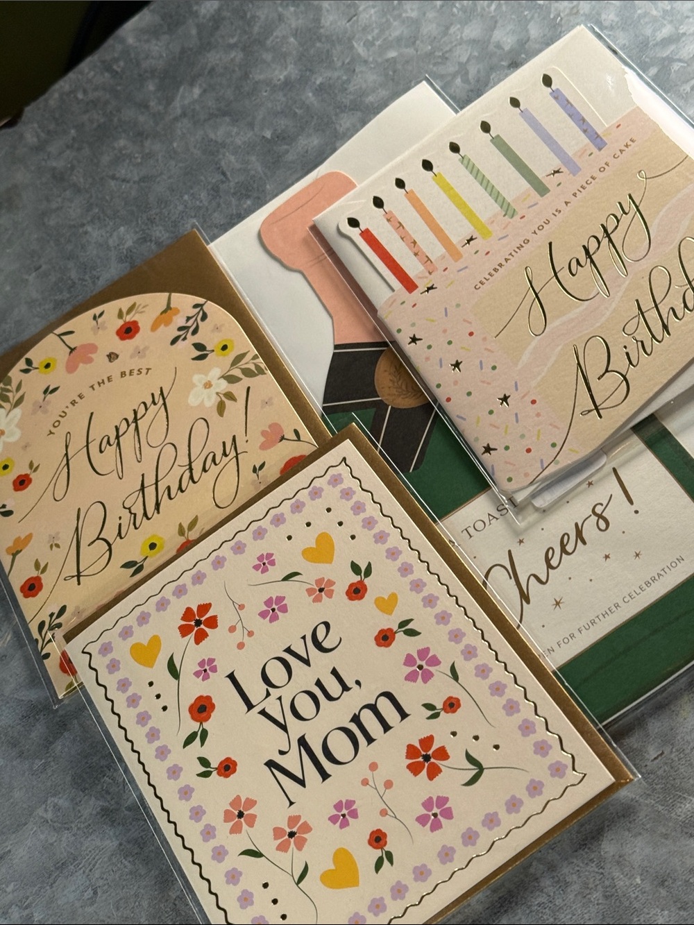 Francesca's Collections Floral Birthday & Mom Card Bundle -, Cream, Green (#1)